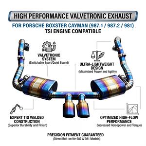 ระบบท่อไอเสียแบบ Catback วาล์วควบคุมเสียง Vortex Blue Burnt Titanium สำหรับ Porsche Boxster Cayman 987.1 987.2 981 ชุดติดตั้งตรงรุ่นพร้อมระบบปรับแต่งเสียง - Product Image 1