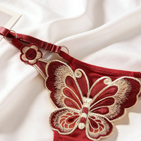 String brodé tricoté à taille basse avec ceinture ajustable, lingerie sexy pour femme, tentation quotidienne