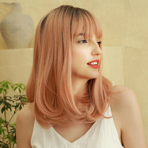 OEM/ODM สีน้ำตาลเข้มสีเหลืองอำพันสีชมพูกลางผมตรงกับวิกผมผู้หญิงธรรมชาติเล่นบทบาท/ผมสังเคราะห์ทุกวัน - Product Image 2