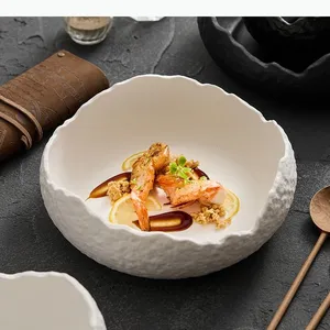 Bol en céramique irrégulier profond pour soupe, assiette à fruits, assiette à dessert, plat à dim sum, assiette à sashimi, <span class=keywords><strong>plateau</strong></span> à collations - Product Image 2