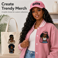 Parches Bordados Personalizados de Moda con Diseño de Chica Negra para Sombreros, Bolsos y Chaquetas, Set de Insignias de Personajes Mágicos de Tendencia para Venta al por Menor y Marca