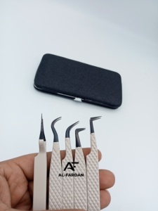 Pinzas para extensión de pestañas con punta de plasma negra y puntas de fibra color beige nude, nuevas pinzas de precisión para aislamiento de pestañas - Product Image 2