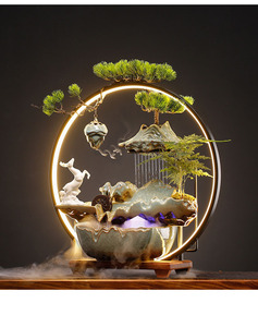 2024 elektrikli brülörler kozalaklar koku tutucu Censer yaratıcı aromaterapi seramik Led ışık geri akış şelale tütsü brülör - Product Image 6