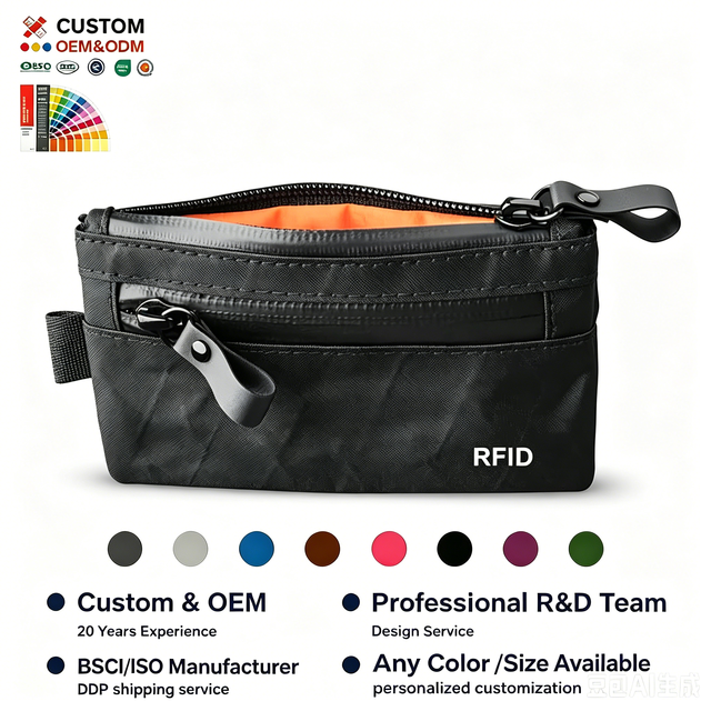 BSCI Factory Custom Portable X PAC Nylon Cash Card Wallet Waterproof RFID Blocking Travel Card Pouch