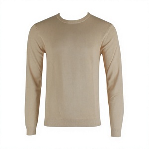 Pull en molleton uni à col rond pour homme, 100% coton, coupe classique, décontracté, tricoté pour l'hiver - Product Image 1