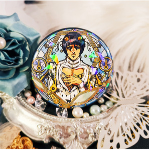 Badges en métal à effet <span class=keywords><strong>laser</strong></span> Anime JOJO de haute qualité, 5,8 cm, 2 couleurs, pour la décoration des sacs à dos - Product Image 5