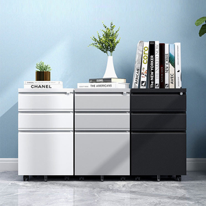 Modern 3 <b>Drawer</b> Steel Mobile File Cabinet Rolling Wheel <b>Desk</b> Storage Office Pedestal Movable Storage Unit for School Hotel Use - Product Image 2
