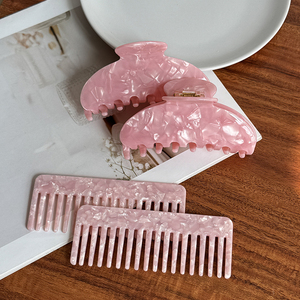 <span class=keywords><strong>Alang</strong></span> Pink Small Fresh Shark Clip Female Arrière Head Hair Accessory High Ponytail Hair Claw Girl's Acetic Acid Grip Comb - Product Image 2