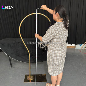 LEDA Gold Metal Crystal Chandelier Centerpiece Stand Elegant Wedding <b>Table</b> Decoration - Product Image 2