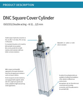 Cylindre à couvercle carré DNC ISO 6431 à double effet pour les industries de la construction agricole