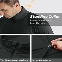 Camisetas de Manga Larga para Hombre con Cierre de 1/4, de Secado Rápido, para Golf, Running, Ejercicio al Aire Libre, Protección Solar