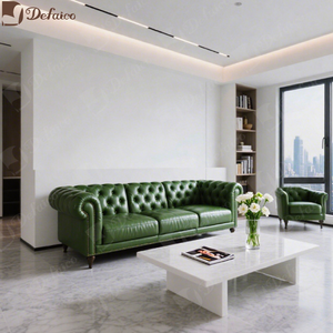 Defaico деревенский комплект для дивана из коричневой натуральной кожи с пуговицами - Product Image 2