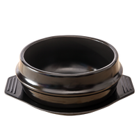 2024 vente chaude Style coréen noir en céramique Dolsot Bibimbap Ramen pots à soupe écologique Mini bols en pierre avec plateau