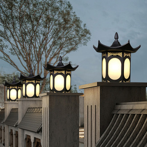 Nouvelles lampes à pilier de style chinois, éclairage extérieur étanche LED E27 110V 240V, éclairage de clôture de jardin de villa - Product Image 1