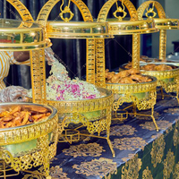 Hôtel Restaurant Acier Inoxydable Chauffe-Plat Mariage Réchaud Alimentaire Fournitures Traiteur Buffet Couvercle Suspendu Doré Luxe