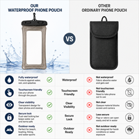 Étui étanche pour téléphone avec fenêtre transparente tactile en PVC et sangle de cou pour la natation, la plongée, la plage, les sports nautiques en plein air, sac de rangement