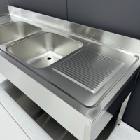 Évier de cuisine commercial en acier inoxydable à prix d'usine, table de préparation commerciale, finition polie, charge de 500 kg/m, pour cuisine