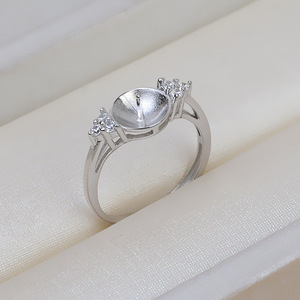 S925 Silver <b>Ring</b> for Women <b>Open</b>-Mouth DIY Pearl Jewelry with Empty Holder Simple Semi-Finished Product for Crafting 151 - Product Image 3