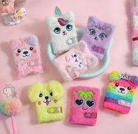 Carnet de poche en peluche mini licorne de dessin animé pour enfants avec fermeture à bouton-pression, carnet portable et mignon de style ours pour étudiants