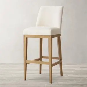 批发美国家具餐厅酒店木质现代餐椅橡木腿柜台布艺吧凳