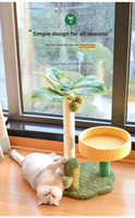 Griffoir Moderne en Bois pour Chat, Design Feuilles Vertes Adorables, Durable et Écologique, Arbre à Chat d'Intérieur, Produit pour Animaux de Compagnie
