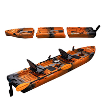 Kayak modulaire à 3 parties pour deux personnes, pour la pêche, à assise sur le dessus, à ramer, embarcation de loisirs nautiques avec pagaie étanche pour le surf et les excursions