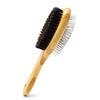 Brosse pour animaux de compagnie best-seller poils de sanglier en bois de bambou et épingles en métal pour chiens et chats brosse de toilettage avec logo laser écologique