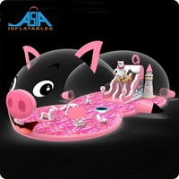 Château gonflable commercial sur le thème des cochons, palais de cristal, aire de jeux avec fosse à balles pour les événements commerciaux