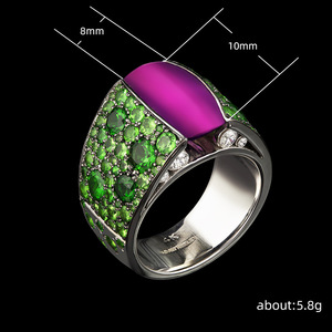 Elegante anello bicolore con pietra viola per donna, design accattivante, gioielli alla moda - Product Image 3