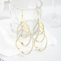Boucles d'oreilles pendantes tendance en forme de feuille à plusieurs niveaux, en alliage bicolore or et argent, avec paillettes, fermoir hameçon, bijoux fantaisie, cadeau unisexe, fait main, Runcheng