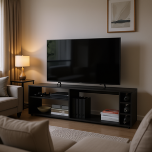 Mueble para TV FM FURNITURE Wengue Mayo de 70 Pulgadas con Almacenamiento Abierto, Acabado en Melamina, Mueble Moderno para Sala de Estar - Product Image 2