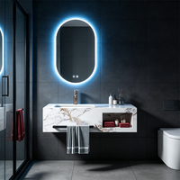 Meuble-lavabo mural moderne en marbre et ardoise, étanche et facile à nettoyer, avec vasque en céramique et porte-serviettes pour salle de bain