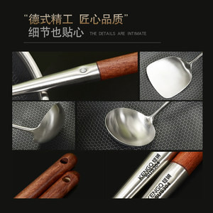 Kengqiao 304 Stainless Steel Wok Spatula Set Extended <b>Handle</b> Cooking Spoon Ladle Kitchen Tool Set For Frying <b>Pan</b> - Product Image 4
