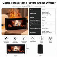Diffuseur d'arômes Château Forêt Flamme 220ml, Humidificateur à Effet Cheminée avec Lumière LED pour Décoration Maison et Chambre