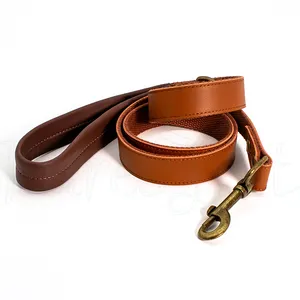 Custom Brand Name Outdoor Leather Dog Leash Classic Type Pet Leashes for Dogs And Cats