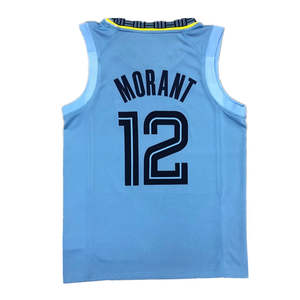 2024 dernière saison équipe Sport basket-ball porter uniforme chemise <span class=keywords><strong>Ja</strong></span> <span class=keywords><strong>Morant</strong></span> 12 imprimer vert respirant personnaliser maillot de basket-ball - Product Image 4