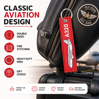 Porte-clés brodé personnalisé en promotion, étiquette brodée A320 avec logo sur mesure pour sac à dos, anti-perte