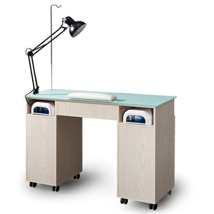 Nail <b>Table</b> <b>With</b> Storage Drawers And Caster <b>Wheels</b> For Office Use 3478 - Product Image 2