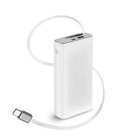 Batterie externe haute capacité 20000mAh, chargeur rapide bidirectionnel 35W, câble rétractable breveté USB-C USB, charge de 3 appareils, écran LCD caché