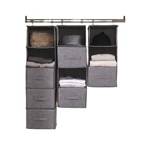 customized Living room Foldable Clothes Storage Cubby Hanging Shelves Closet Organizer Drawer with hooks