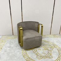 Chaise d'appoint moderne en velours rembourré avec cadre en acier inoxydable doré en forme de O pour hôtel, maison, salon, chaise longue