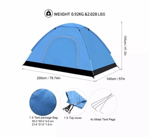 Tente de camping familiale RUIDA Pop-up pour 2-3 personnes, tente portable automatique, imperméable et résistante au vent, pour le camping et la randonnée - Product Image 2