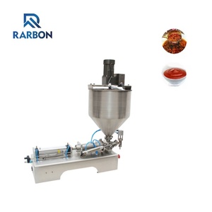 Machine de remplissage semi-automatique à buse unique pour cosmétiques, yaourts, beurres, crèmes et pâtes, avec trémie chauffante et agitante - Product Image 2
