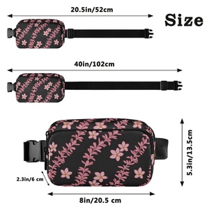 Bolsa de Cintura para Mujer con Diseño de Flor de Puakenikeni Rosa Hawaiana, Bolsa de Gimnasio Personalizada, Impermeable, de Nailon, con Logotipo - Product Image 3