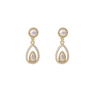Pendientes de Perlas en Forma de Lágrima Estilo Corte Francés Elegante para Mujer, Pendientes de Perlas en Forma de Gota de Agua, Joyería de Oreja Chapada en Oro de 18K - Product Image 6