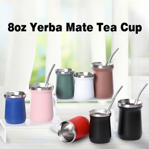 Vasos Personalizados con Logotipo para <span class=keywords><strong>Mate</strong></span>, Botella de Agua Azul de 8oz, Vaso de Viaje de Acero Inoxidable 304 para Festival del Té - Product Image 2