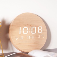 Reloj de Pared Digital LED Nórdico, Color Lino de Algodón, Madera, Hora, Fecha, Temperatura, Pantalla Multifunción, Reloj de Madera Silencioso