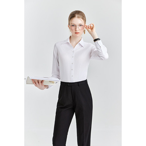 Yw4516 40% कपास 60% पॉलिएस्टर कस्टम लोगो बटन-फ्रंट बिजनेस महिलाओं के लिए लंबी आस्तीन बटन - Product Image 5