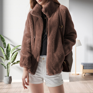 Manteau d'hiver épais et chaud en fourrure, grande taille, couleur unie, manches longues, fermeture éclair, deux poches, tendance - Product Image 3