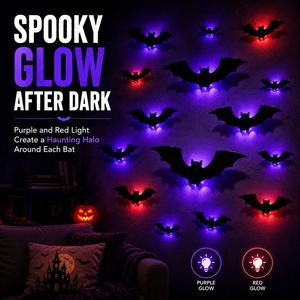 Lámpara de pared con luz nocturna LED 3D en forma de murciélago, calcomanía con efecto estéreo - Product Image 2